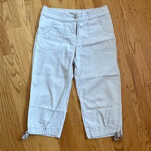 H&M Cropped White and Beige Pinstriped Cargo Pants - 8